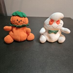 Jack-o-Lantern and Ghost bean plush toys